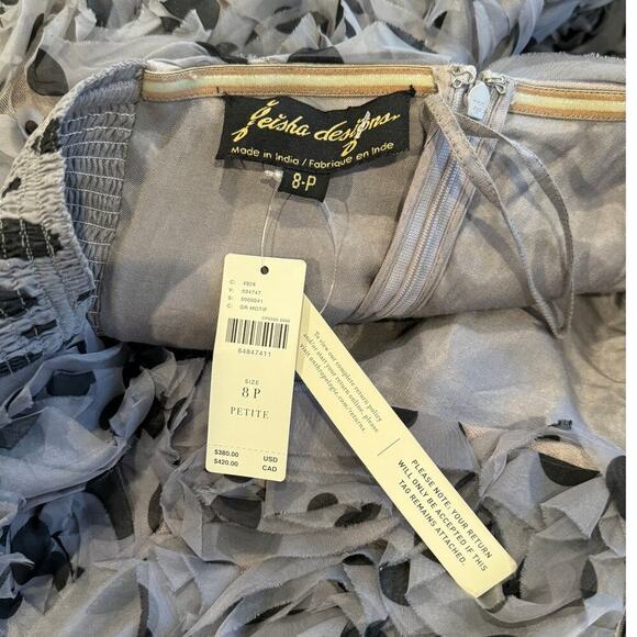 ANTHROPOLOGIE Geisha Designs Appliqued Tulle Strapless Midi Dress Size 8 Petite - Picture 6 of 8